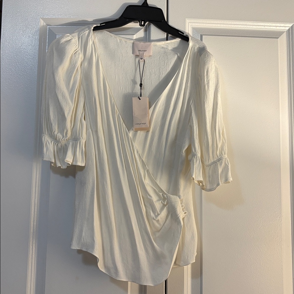 Cinq à Sept Cream Wrap Top